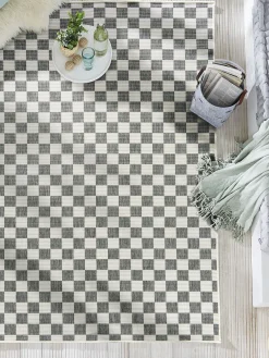 Waikato Outdoor-Teppich, Grau-Weiss