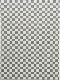 Waikato Outdoor-Teppich, Grau-Weiss