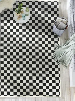 Waikato Outdoor-Teppich, Schwarz/Weiss