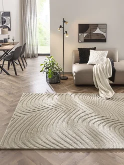 Wavy Woll-Teppich, Beige