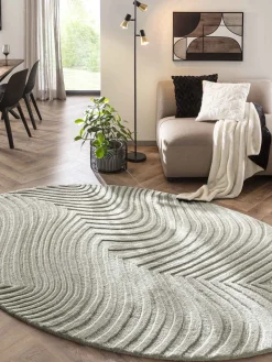 Wavy Woll-Teppich, Offwhite