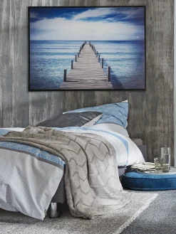 Weg ins Meer Leinwand Druck, Blau
